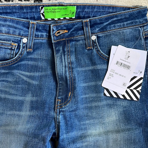 Sandrine Rose NWT Denim Sz 28 Distressed Skinny Jean Indigo - Picture 4 of 6